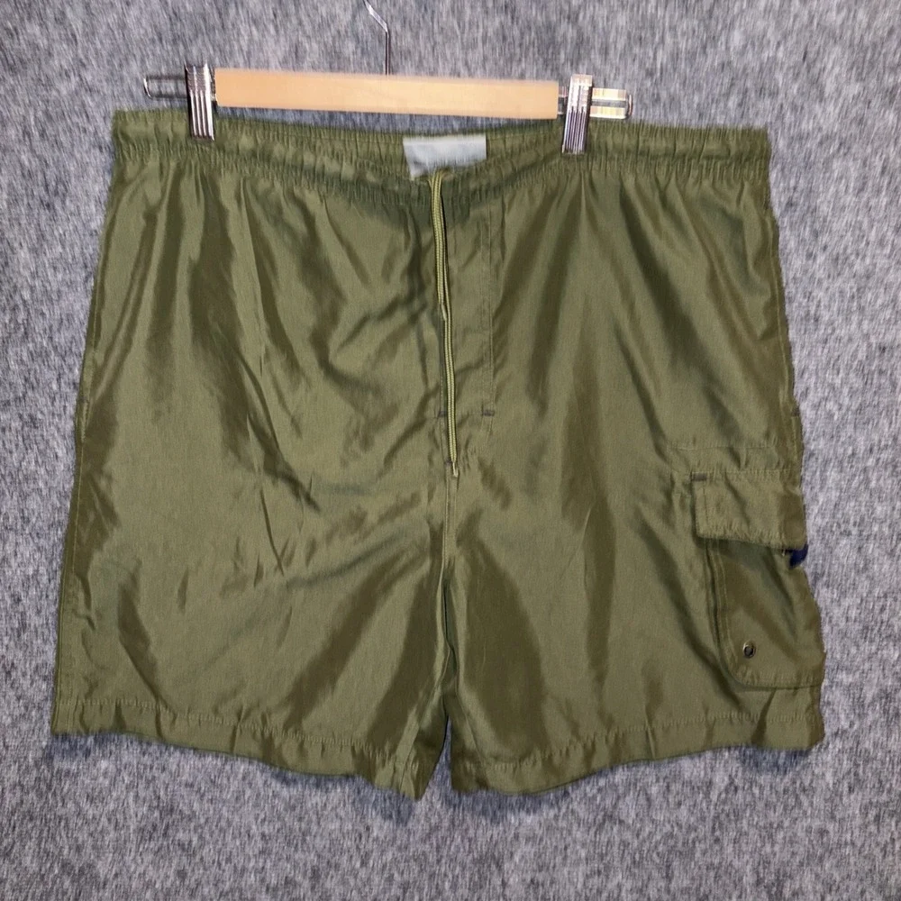Vintage Mad Iguana Sportswear Men's M Green Swim Shorts Trunks‎ Mesh Lined Y2K